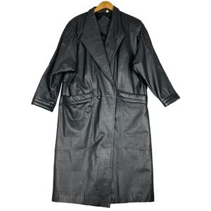 Vtg‎ Preston & York Womens Leather Coat Size Large Petite Slouchy Chic Mob Wife
